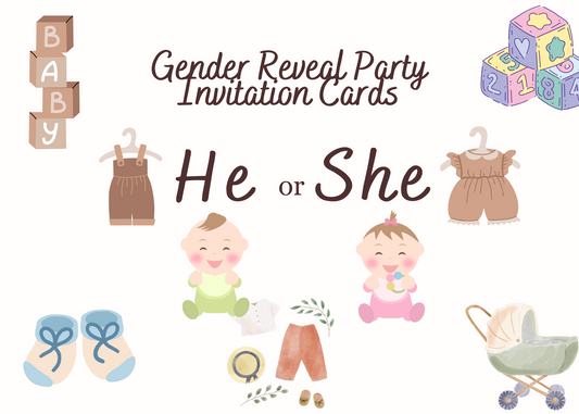 3 sets Baby Gender Reveal | Invitation Card | Digital | Editable | Cute | Color of the Year | 2025